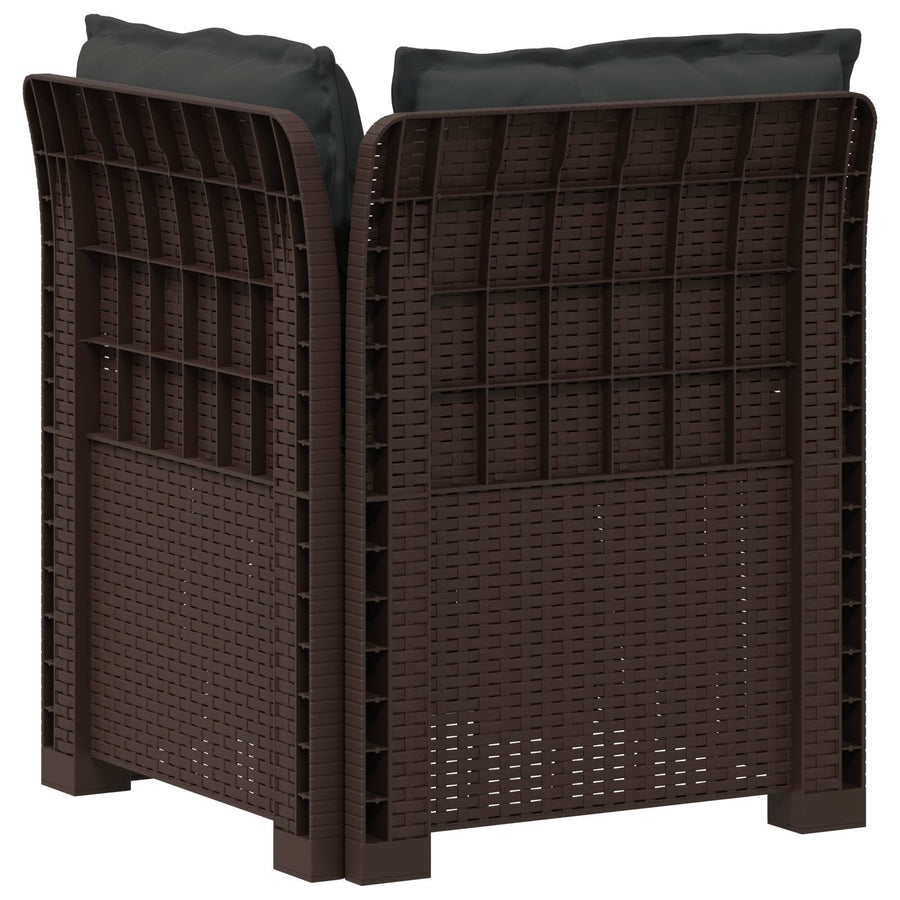 Eénpersoons Tuinbank met Kussens Rattan Look PP Bruin