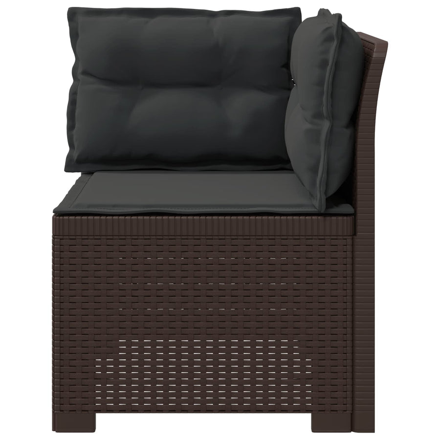 Eénpersoons Tuinbank met Kussens Rattan Look PP Bruin