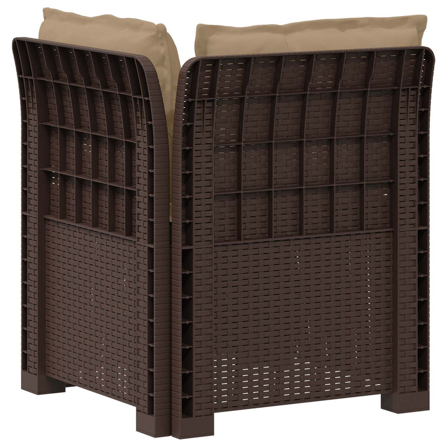Eénpersoons Tuinbank met Kussens Rattan Look PP Bruin
