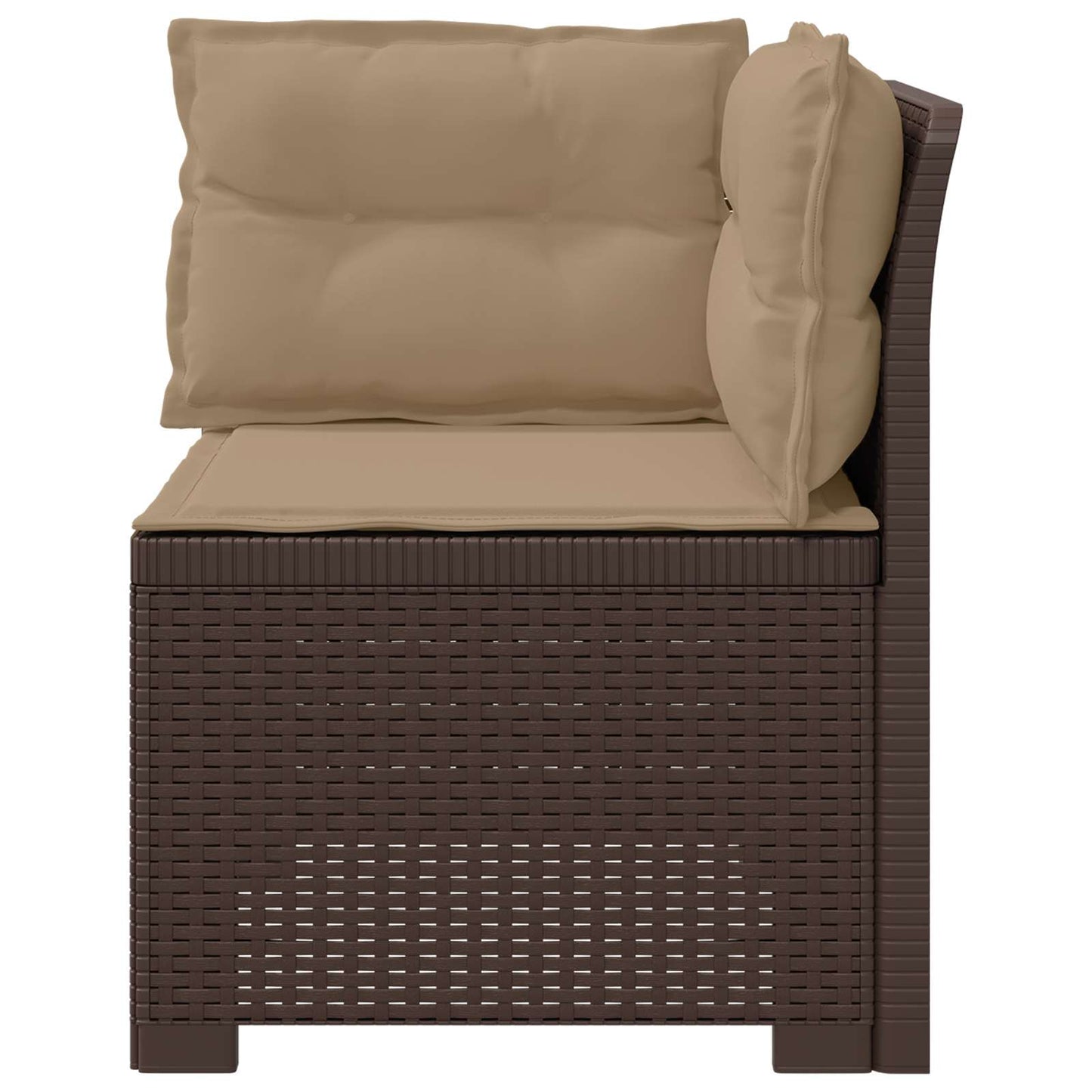 Eénpersoons Tuinbank met Kussens Rattan Look PP Bruin