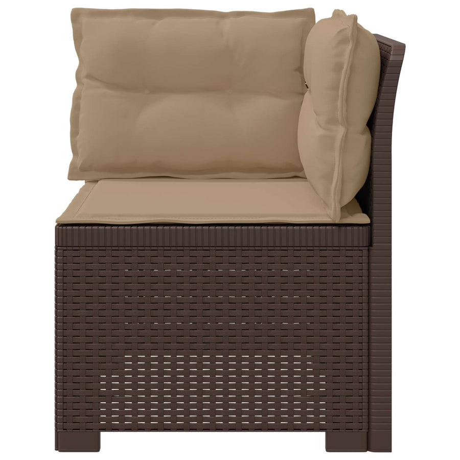 Eénpersoons Tuinbank met Kussens Rattan Look PP Bruin