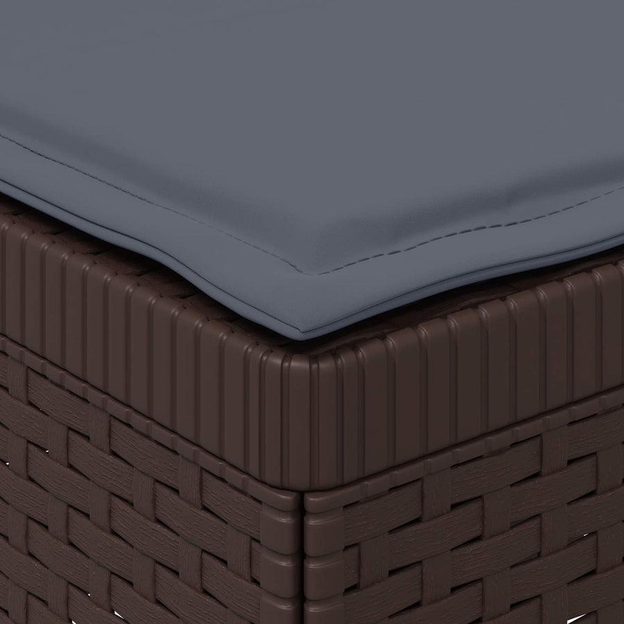 Eénpersoons Tuinbank met Kussens Rattan Look PP Bruin