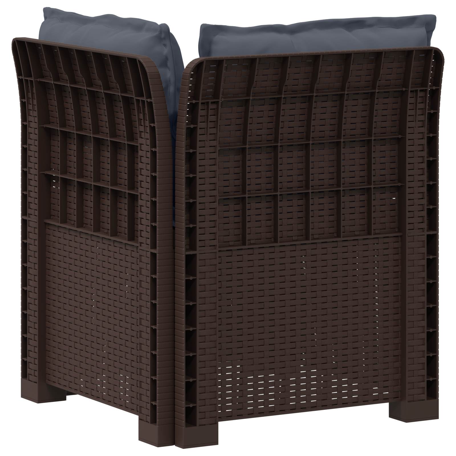 Eénpersoons Tuinbank met Kussens Rattan Look PP Bruin