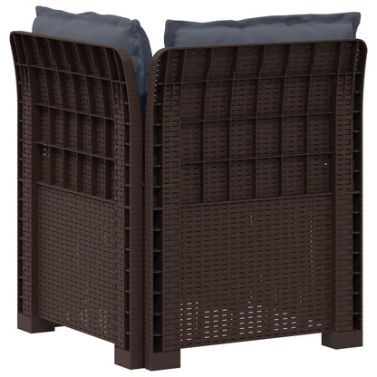 Eénpersoons Tuinbank met Kussens Rattan Look PP Bruin