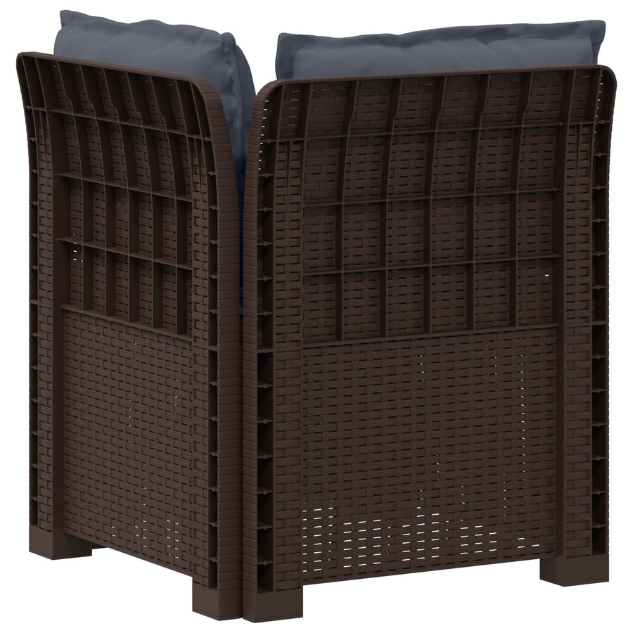 Eénpersoons Tuinbank met Kussens Rattan Look PP Bruin