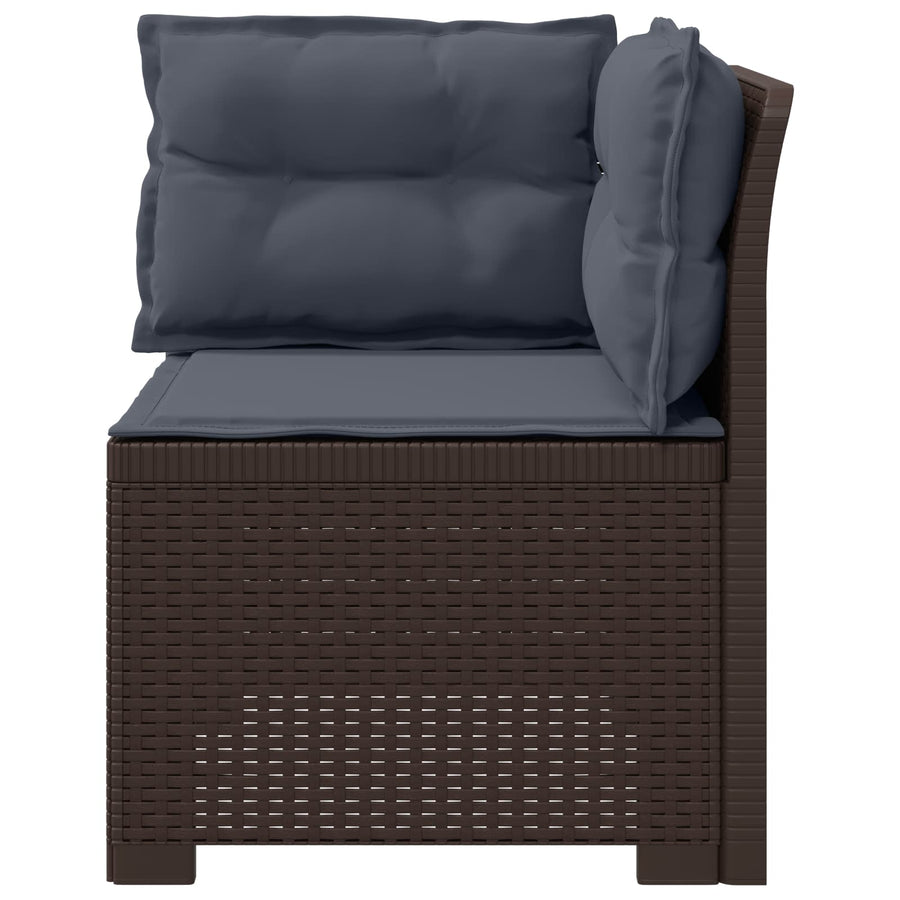 Eénpersoons Tuinbank met Kussens Rattan Look PP Bruin
