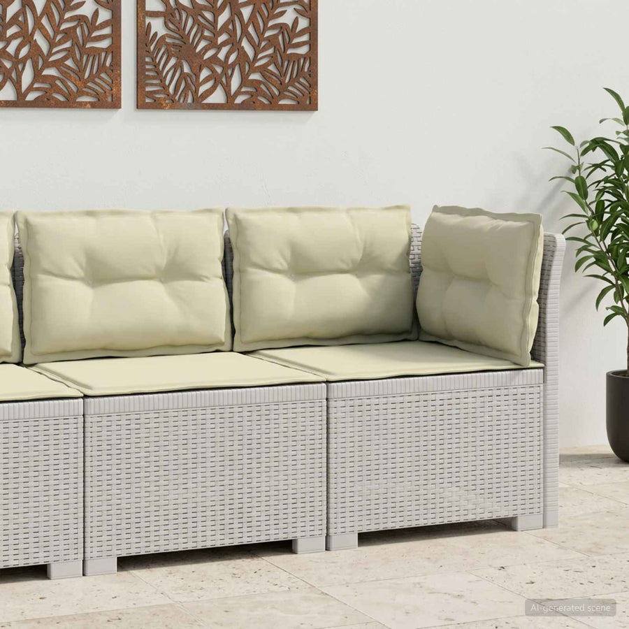 Eénpersoons Tuinbank met Kussens Rattan Look PP Wit