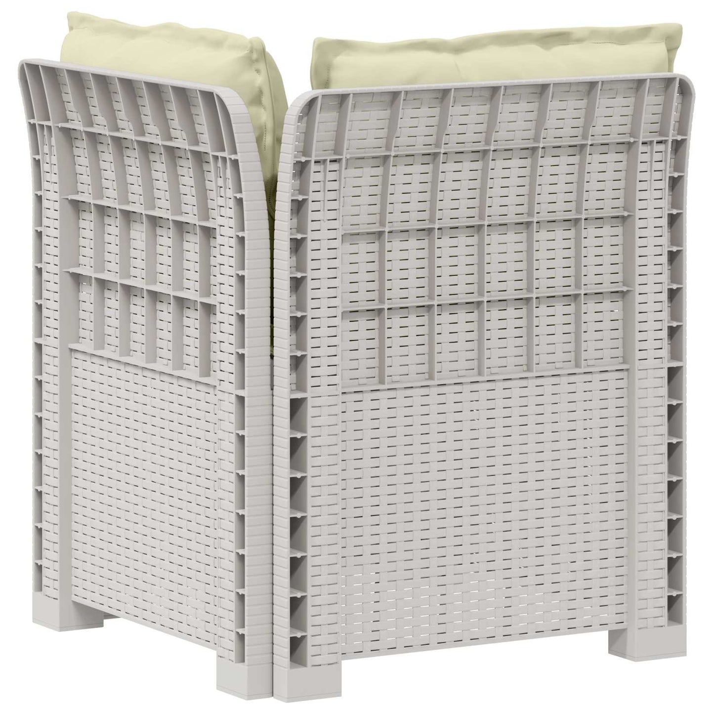 Eénpersoons Tuinbank met Kussens Rattan Look PP Wit