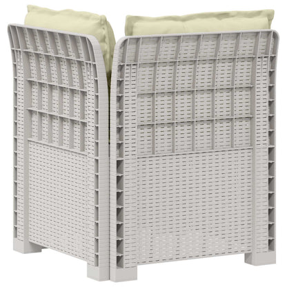 Eénpersoons Tuinbank met Kussens Rattan Look PP Wit