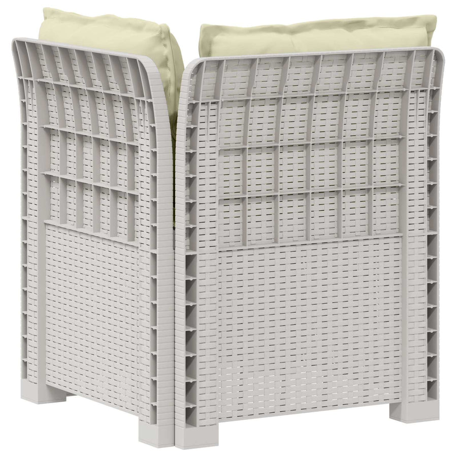 Eénpersoons Tuinbank met Kussens Rattan Look PP Wit