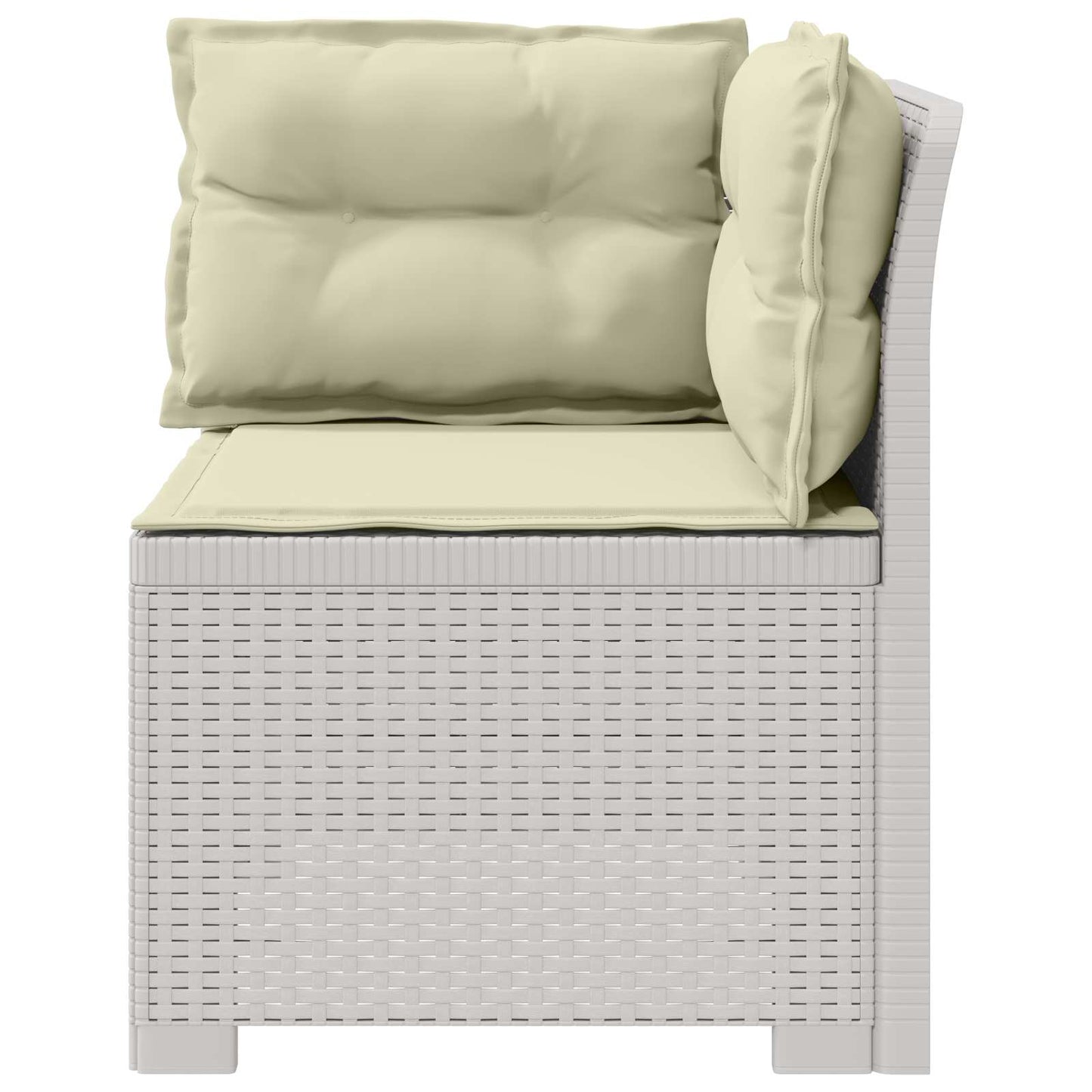 Eénpersoons Tuinbank met Kussens Rattan Look PP Wit