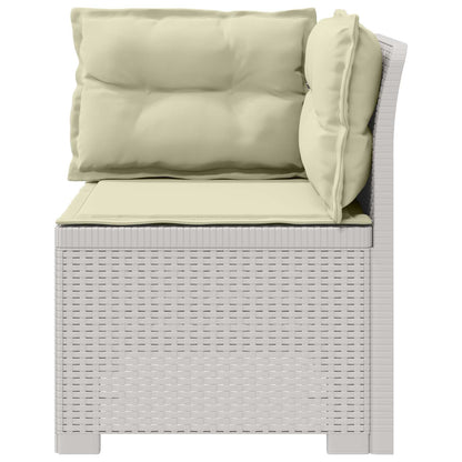 Eénpersoons Tuinbank met Kussens Rattan Look PP Wit