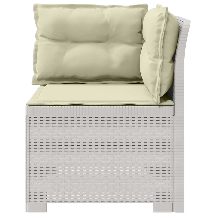 Eénpersoons Tuinbank met Kussens Rattan Look PP Wit