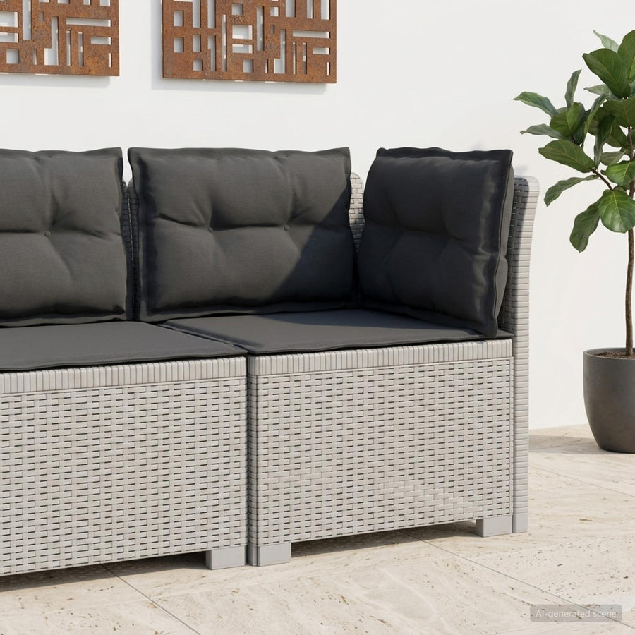 Eénpersoons Tuinbank met Kussens Rattan Look PP Wit
