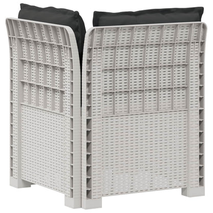 Eénpersoons Tuinbank met Kussens Rattan Look PP Wit