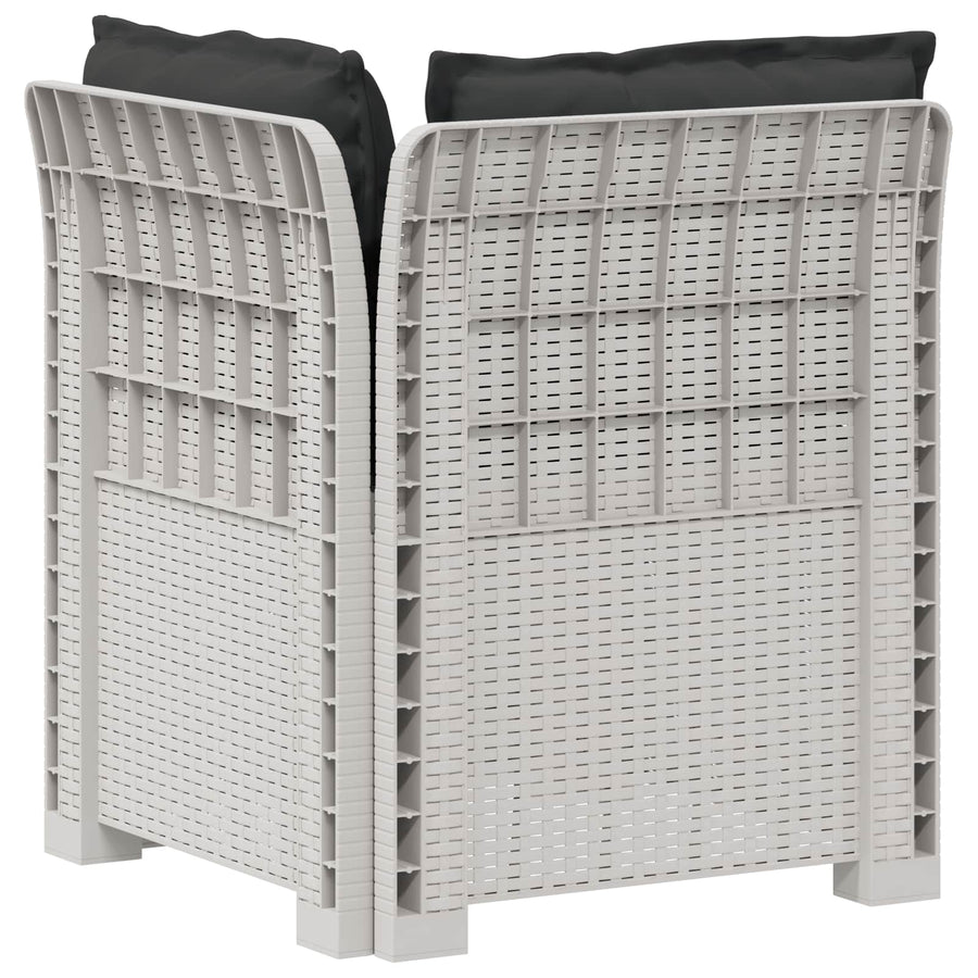 Eénpersoons Tuinbank met Kussens Rattan Look PP Wit