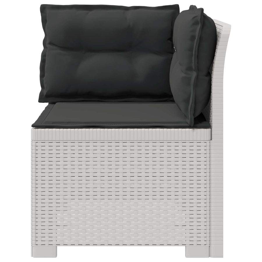 Eénpersoons Tuinbank met Kussens Rattan Look PP Wit