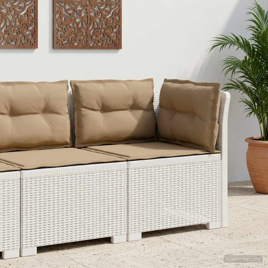 Eénpersoons Tuinbank met Kussens Rattan Look PP Wit