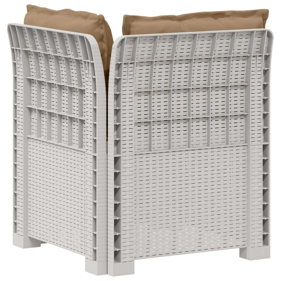 Eénpersoons Tuinbank met Kussens Rattan Look PP Wit