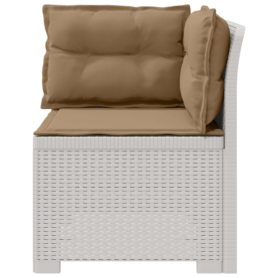 Eénpersoons Tuinbank met Kussens Rattan Look PP Wit