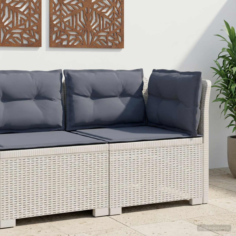 Eénpersoons Tuinbank met Kussens Rattan Look PP Wit