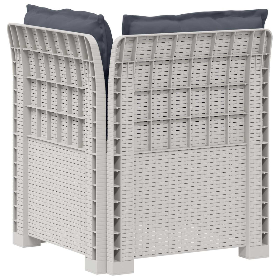 Eénpersoons Tuinbank met Kussens Rattan Look PP Wit