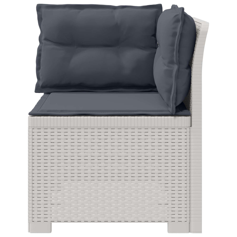 Eénpersoons Tuinbank met Kussens Rattan Look PP Wit