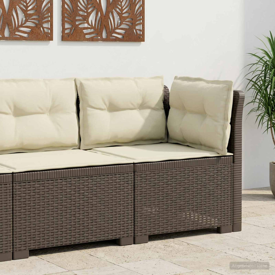 Eénpersoons Tuinbank met Kussens Rattan Look PP Lichtgrijs