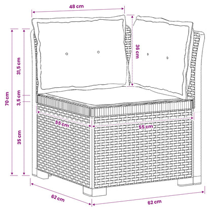 Eénpersoons Tuinbank met Kussens Rattan Look PP Lichtgrijs