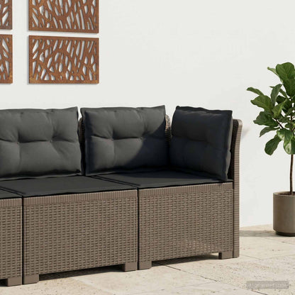 Eénpersoons Tuinbank met Kussens Rattan Look PP Lichtgrijs