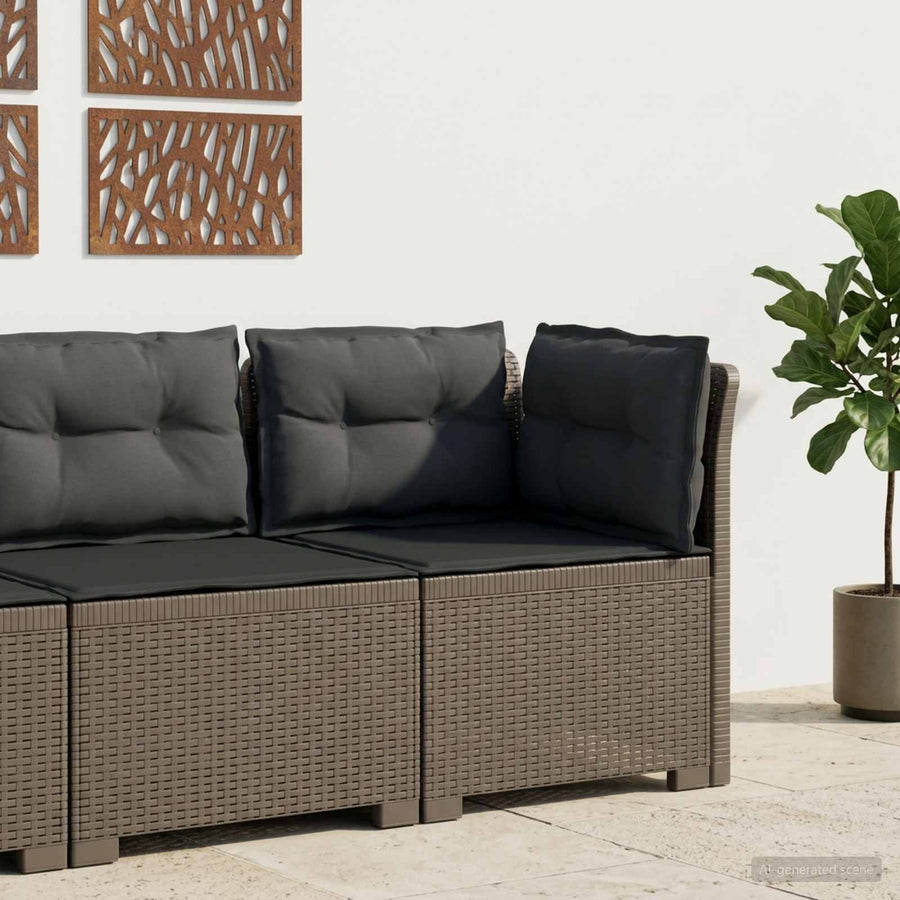 Eénpersoons Tuinbank met Kussens Rattan Look PP Lichtgrijs