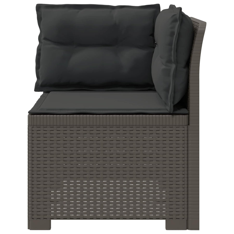 Eénpersoons Tuinbank met Kussens Rattan Look PP Lichtgrijs