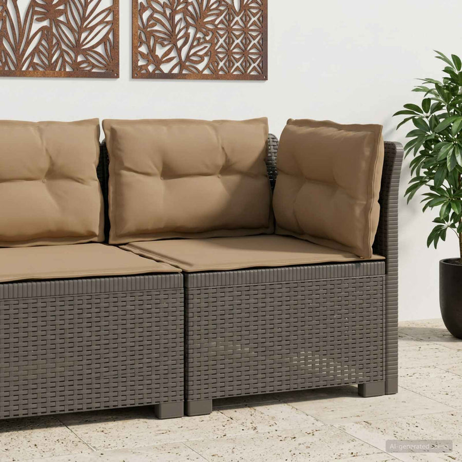 Eénpersoons Tuinbank met Kussens Rattan Look PP Lichtgrijs