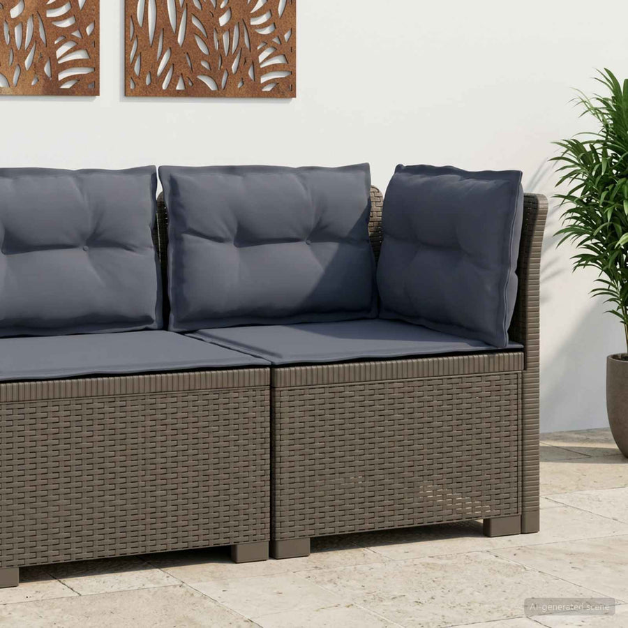 Eénpersoons Tuinbank met Kussens Rattan Look PP Lichtgrijs