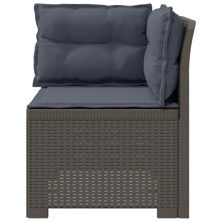 Eénpersoons Tuinbank met Kussens Rattan Look PP Lichtgrijs