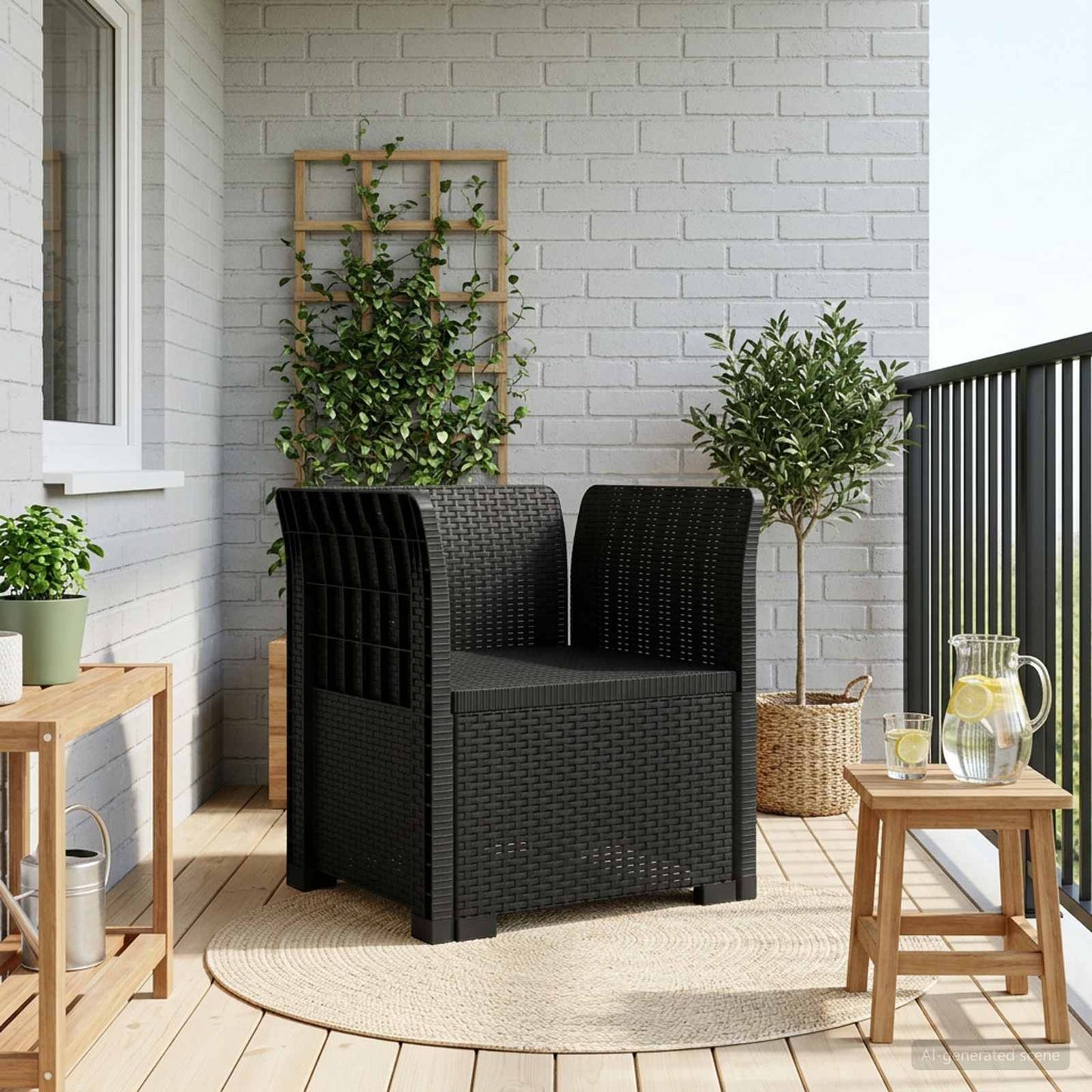 Eénpersoons Fauteuil Rattan Look PP Antraciet