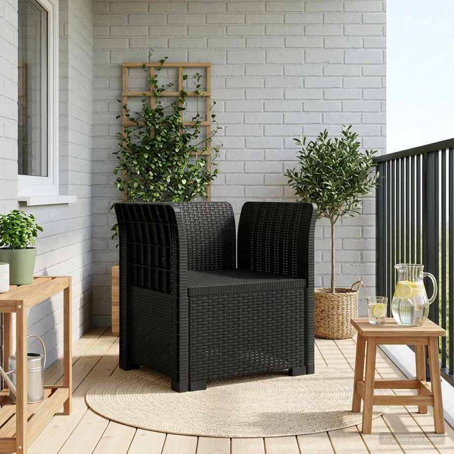 Eénpersoons Fauteuil Rattan Look PP Antraciet