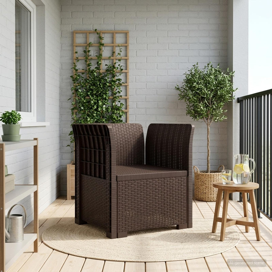 Eénpersoons Fauteuil Rattan Look PP Bruin