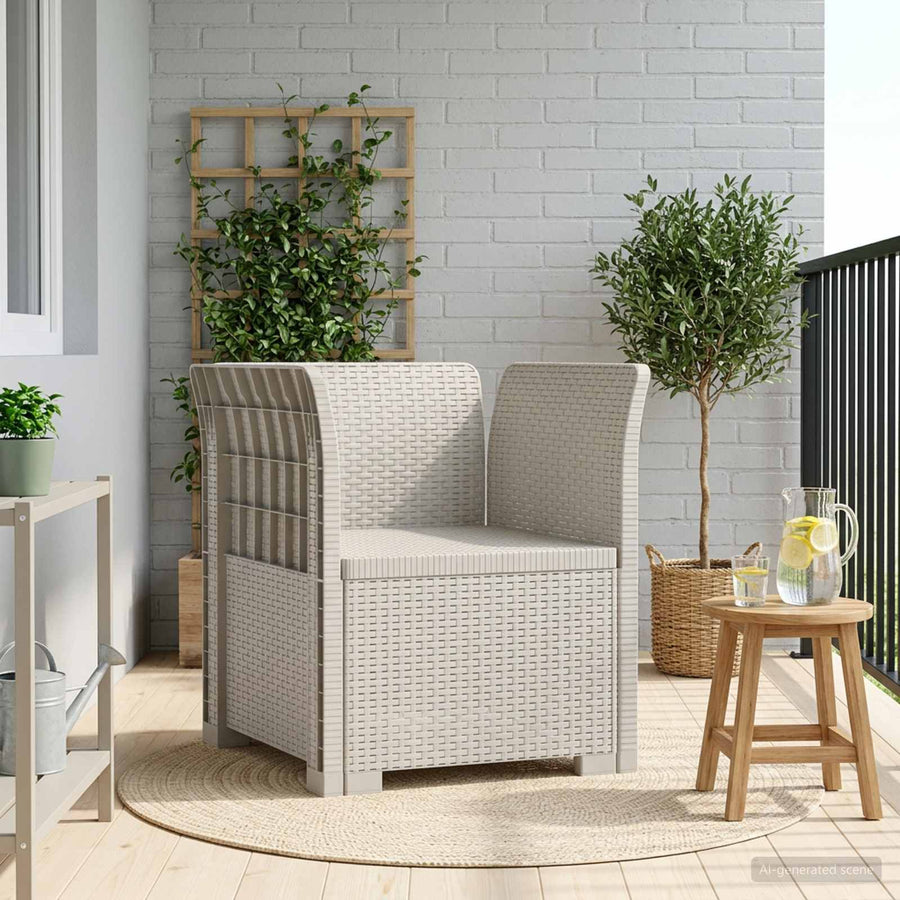 Eénpersoons Fauteuil Rattan Look PP Wit
