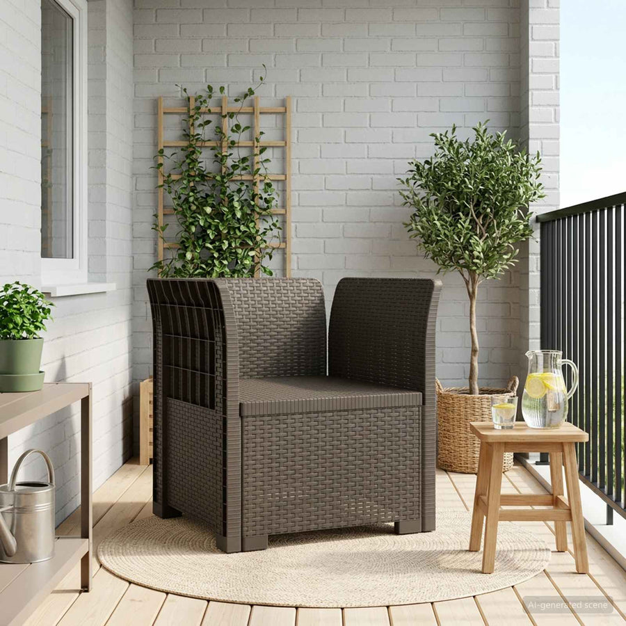 Eénpersoons Fauteuil Rattan Look PP Lichtgrijs