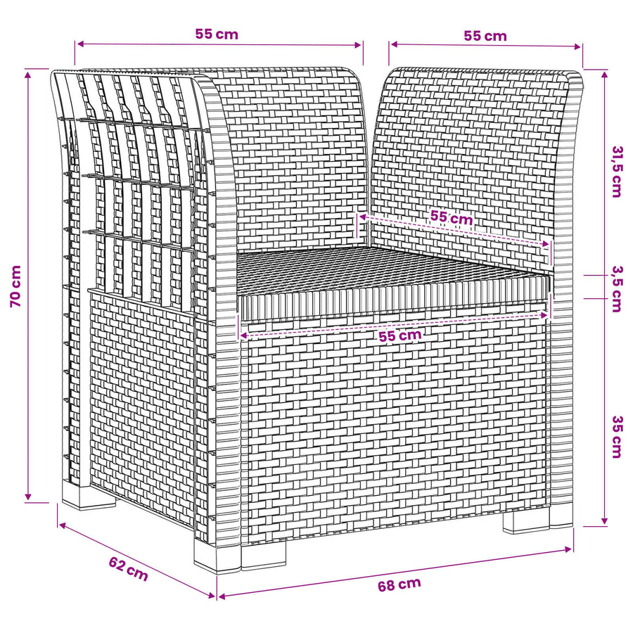Eénpersoons Fauteuil Rattan Look PP Lichtgrijs