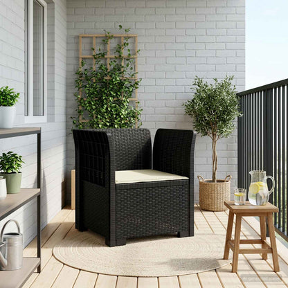 Eénpersoons Fauteuil met Kussen Rattan Look PP Antraciet