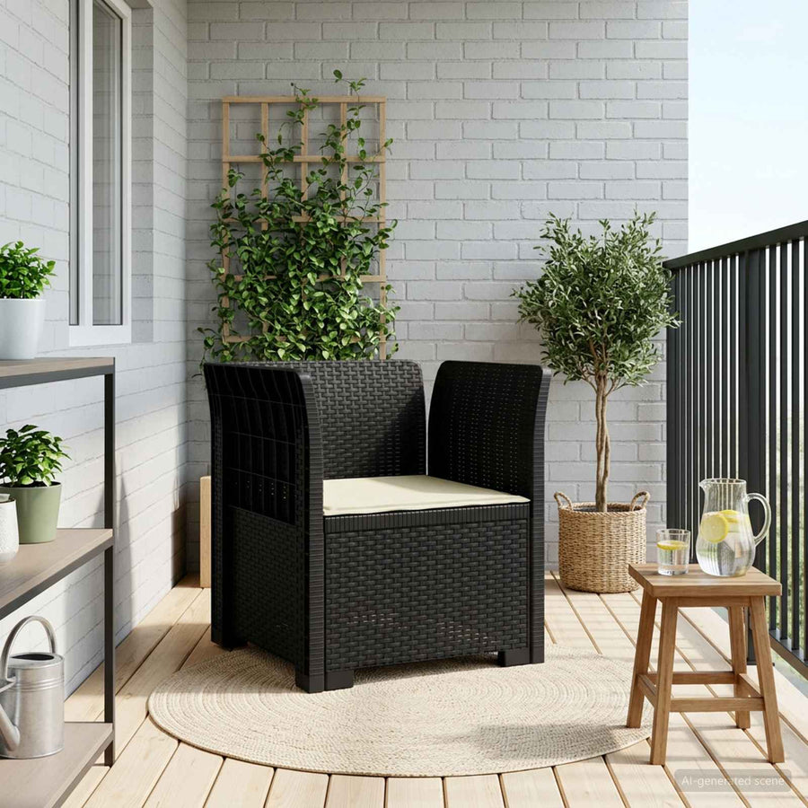 Eénpersoons Fauteuil met Kussen Rattan Look PP Antraciet