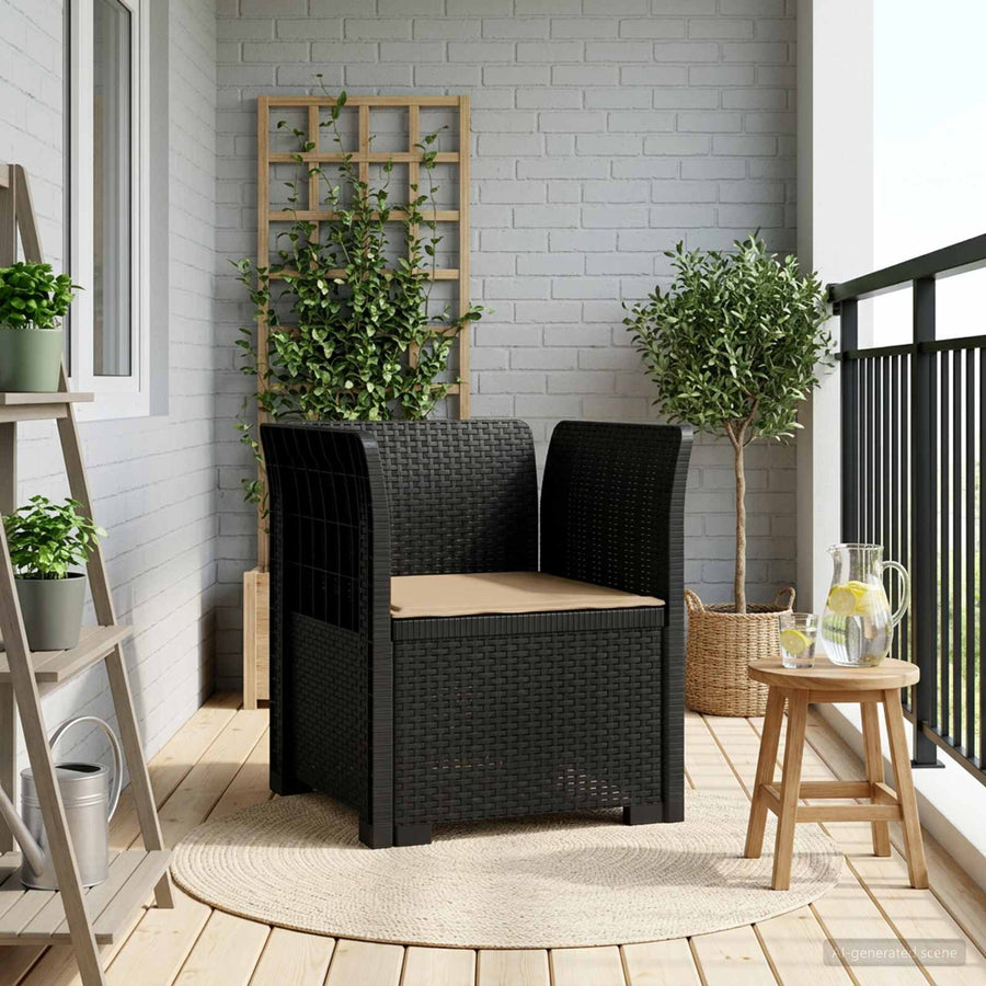 Eénpersoons Fauteuil met Kussen Rattan Look PP Antraciet