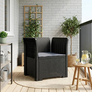 Fauteuil rattan look PP antraciet met kussen