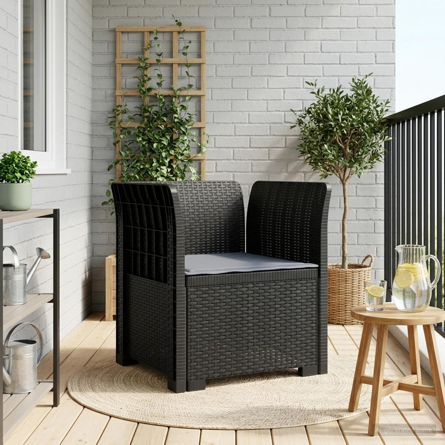 Eénpersoons Fauteuil met Kussen Rattan Look PP Antraciet