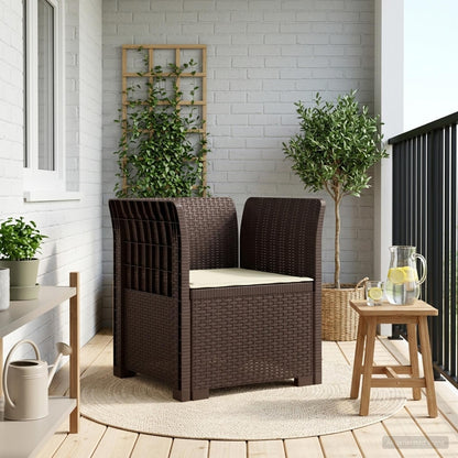 Eénpersoons Fauteuil met Kussen Rattan Look PP Bruin