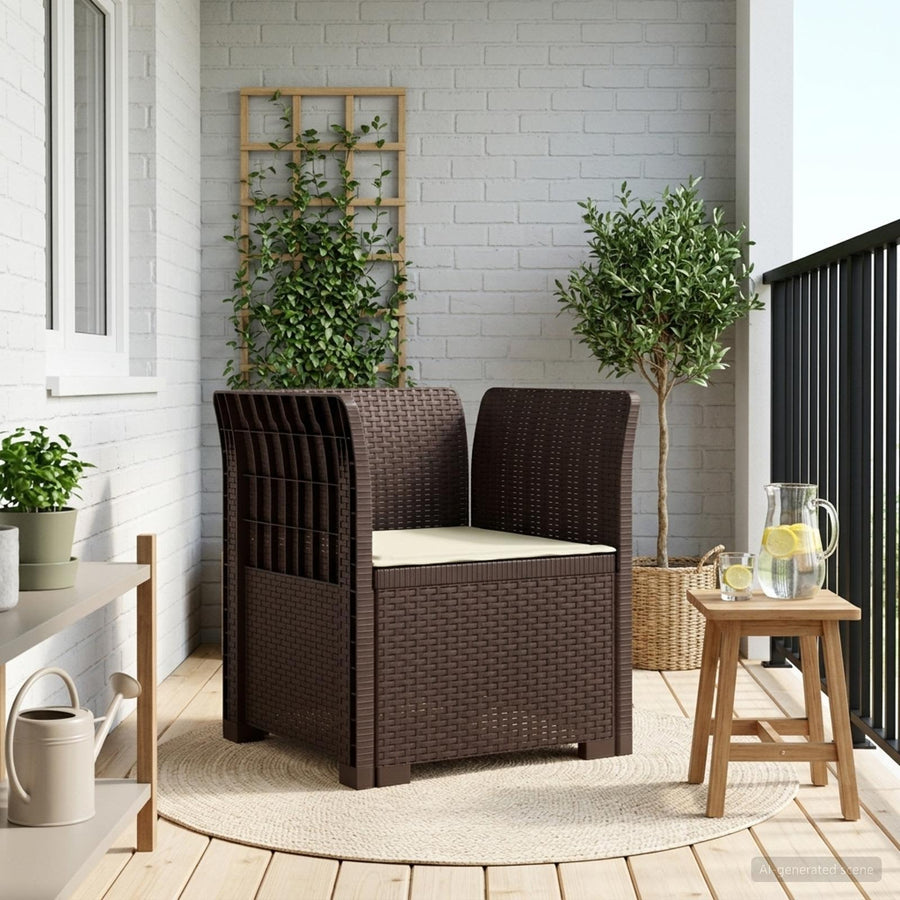 Eénpersoons Fauteuil met Kussen Rattan Look PP Bruin