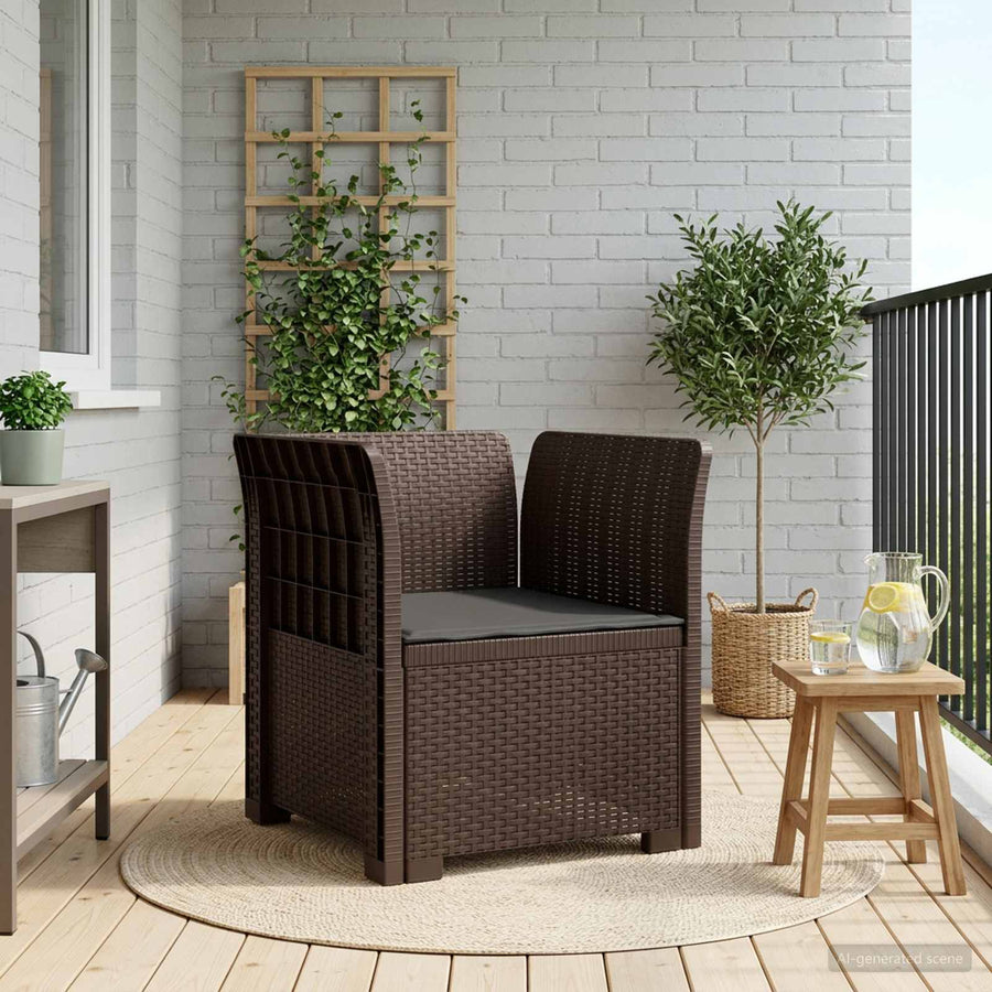 Eénpersoons Fauteuil met Kussen Rattan Look PP Bruin