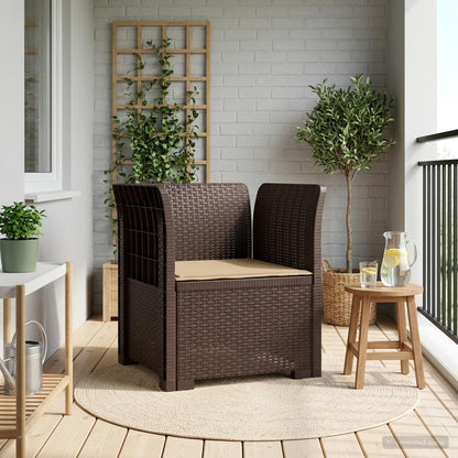 Eénpersoons Fauteuil met Kussen Rattan Look PP Bruin